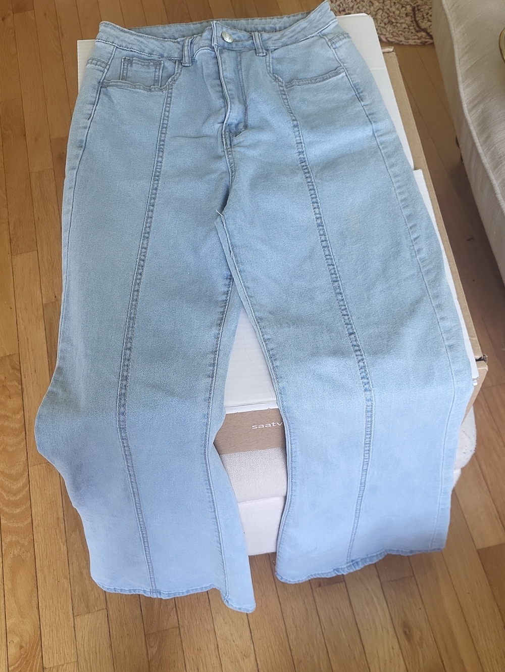 SHEIN Light Blue Flared Wide-Leg Jeans